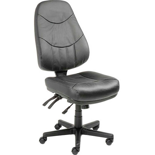 Global Industrial 8 Way Adjustable Ergonomic Multifunction Chair, Leather, Black 506569 - main